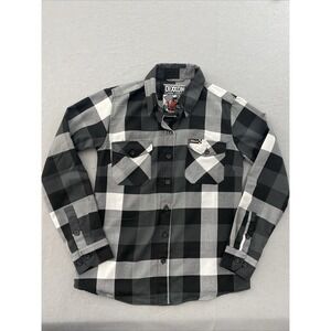 Dixxon Flannel Company Shirt Finish Line Men's Size Medium Black Gray Plaid LS